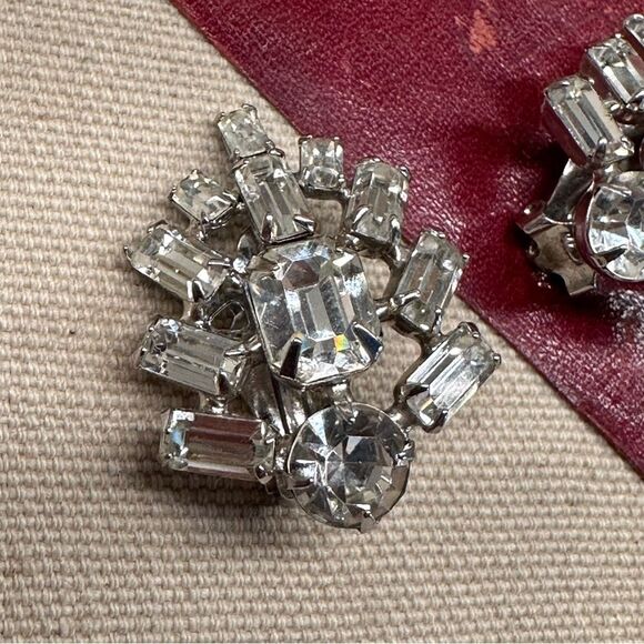 Vintage Rhinestone regency climber clip on earrings regency style climbing ear - Picture 2 of 6